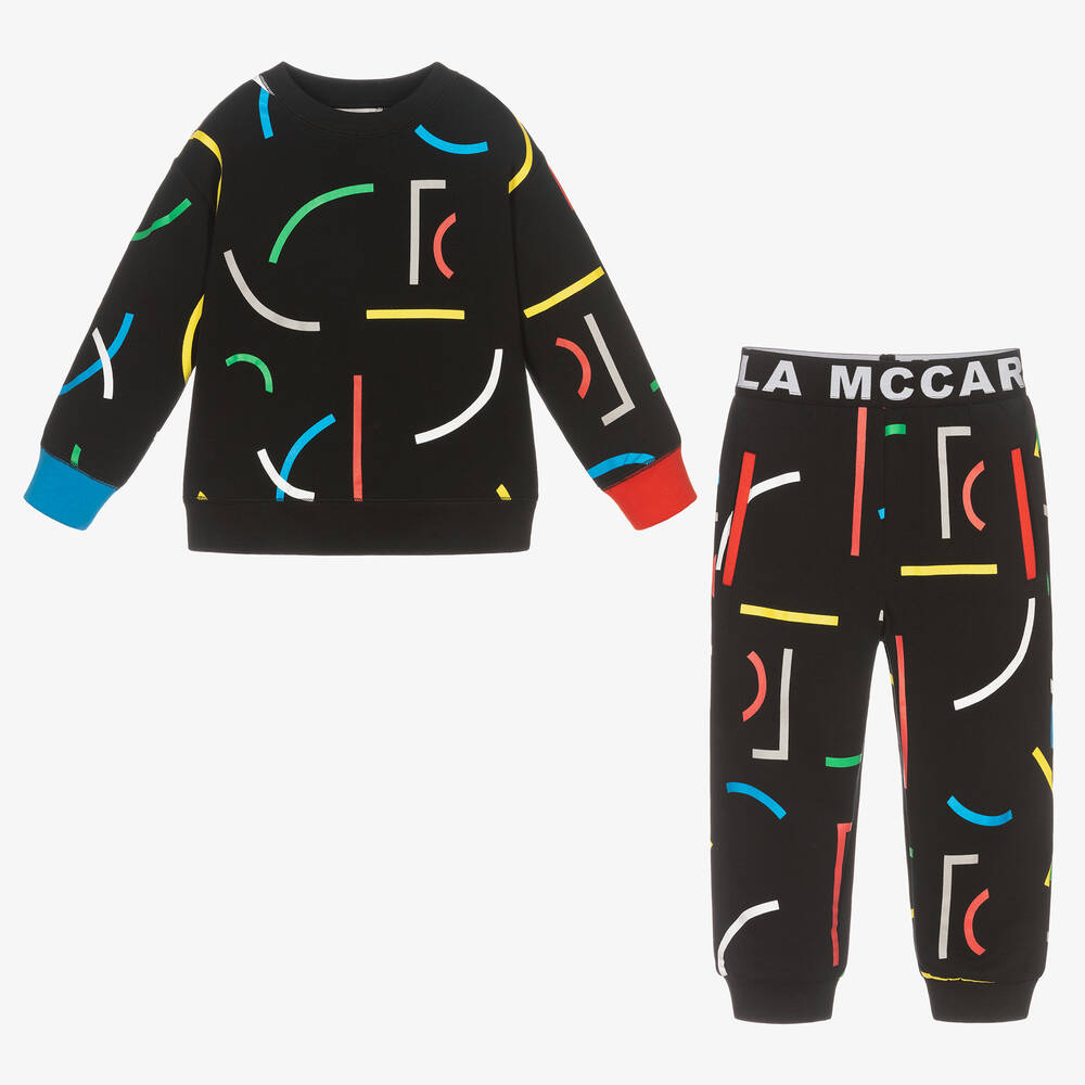 Stella McCartney Kids-تراكسوت قطن عضوي جيرسي لون أسود للأولاد | Childrensalon Outlet