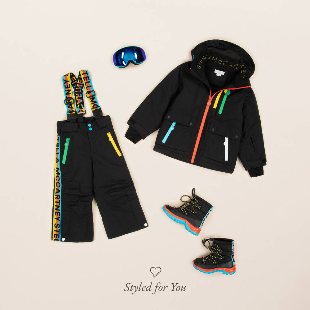 Stella McCartney Kids Ski Wear Capsule-Boys Black Adventure Ski Jacket | Childrensalon Outlet