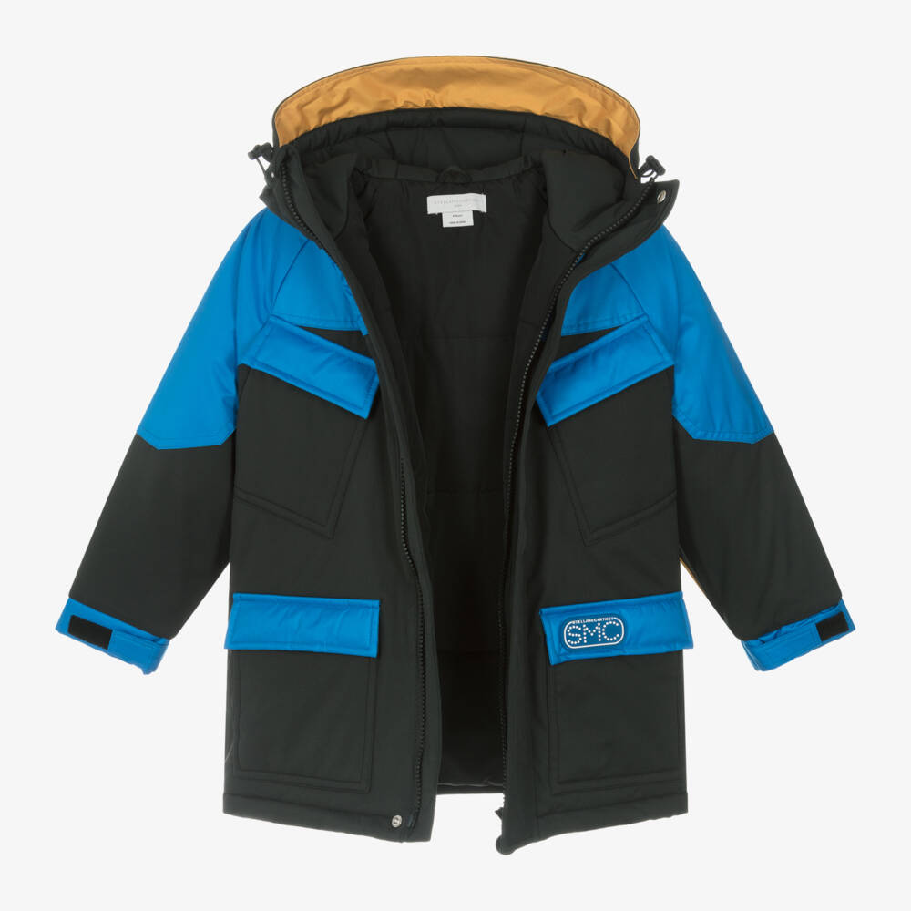 Stella McCartney Kids-معطف بهودي لون أسود وأزرق للأولاد | Childrensalon Outlet
