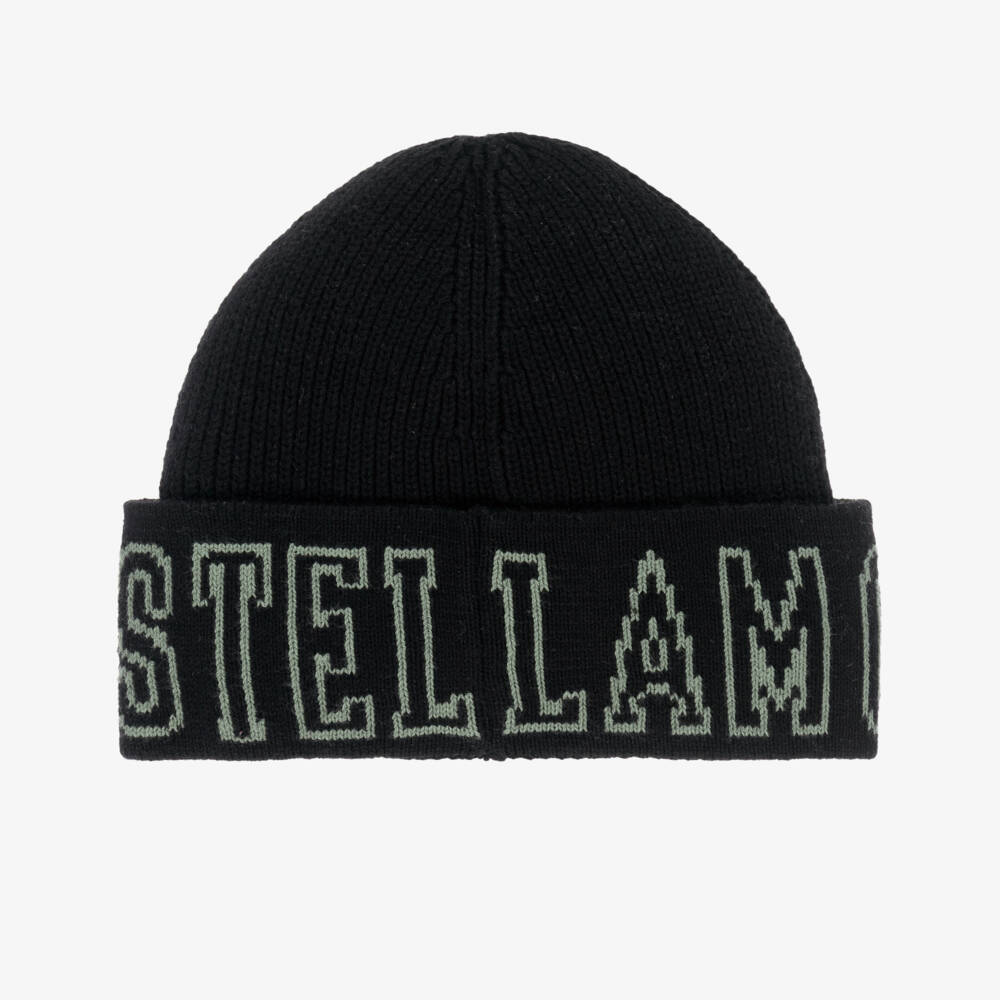Stella McCartney Kids-قبعة صوفية جريئة سوداء للأولاد | Childrensalon Outlet