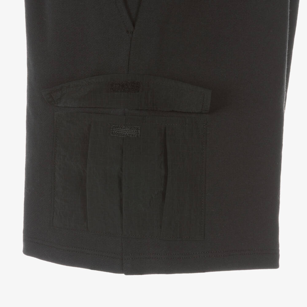 Stella McCartney Kids-Boys Black Cotton Cargo Shorts with Logo | Childrensalon Outlet