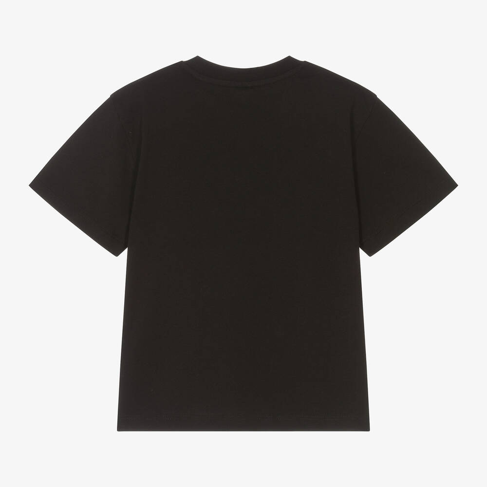 Stella McCartney Kids-Boys Black Cotton 'Happy Holiday' T-Shirt | Childrensalon Outlet