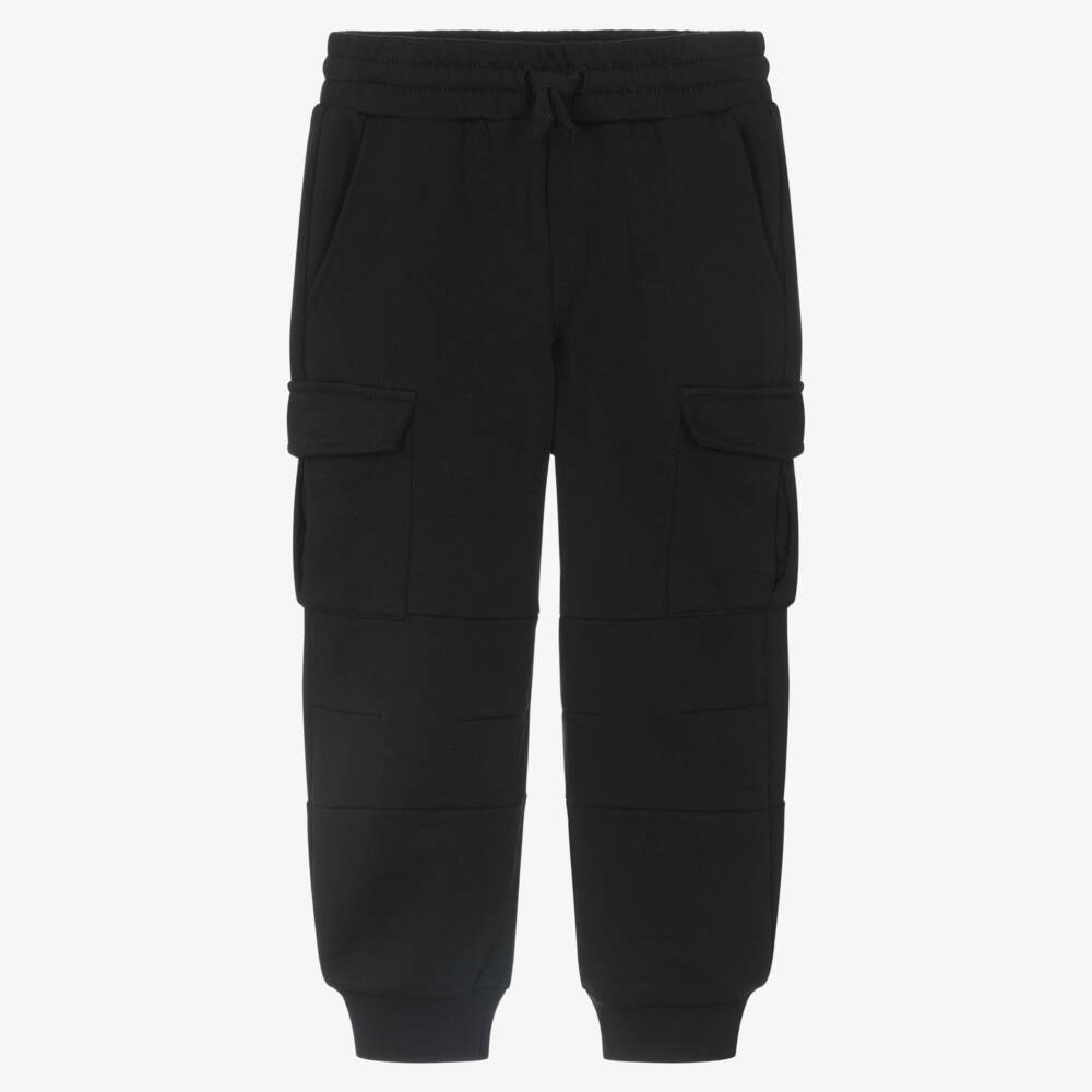 Stella McCartney Kids-Boys Black Cotton Jersey Cargo Joggers | Childrensalon Outlet