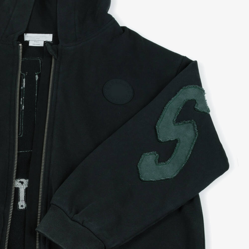 Stella McCartney Kids-Хлопковая толстовка на молнии черного цвета для мальчиков | Childrensalon Outlet