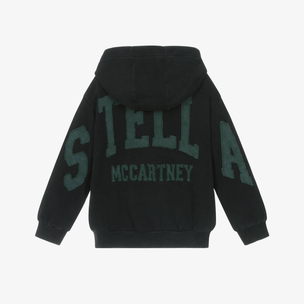 Stella McCartney Kids-Хлопковая толстовка на молнии черного цвета для мальчиков | Childrensalon Outlet