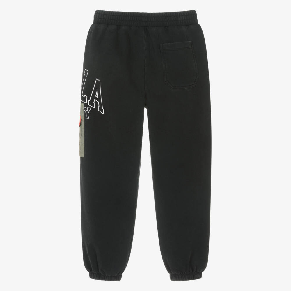 Stella McCartney Kids-Boys Black Cotton Joggers with Logo Pocket | Childrensalon Outlet