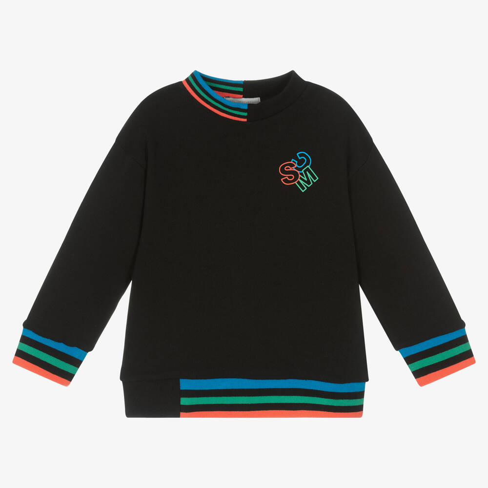 Stella McCartney Kids - Boys Black Cotton Logo Sweatshirt | Childrensalon