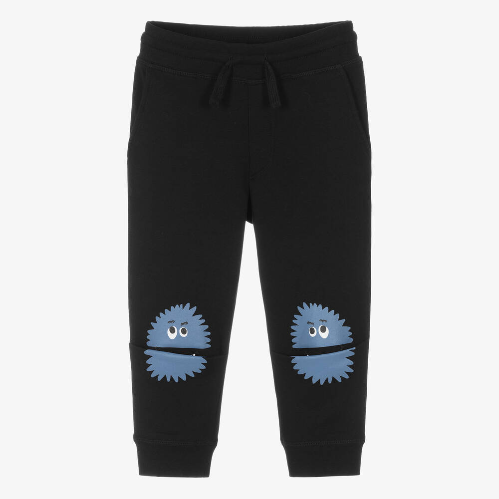 Stella McCartney Kids - Boys Black Cotton Monster Print Joggers | Childrensalon