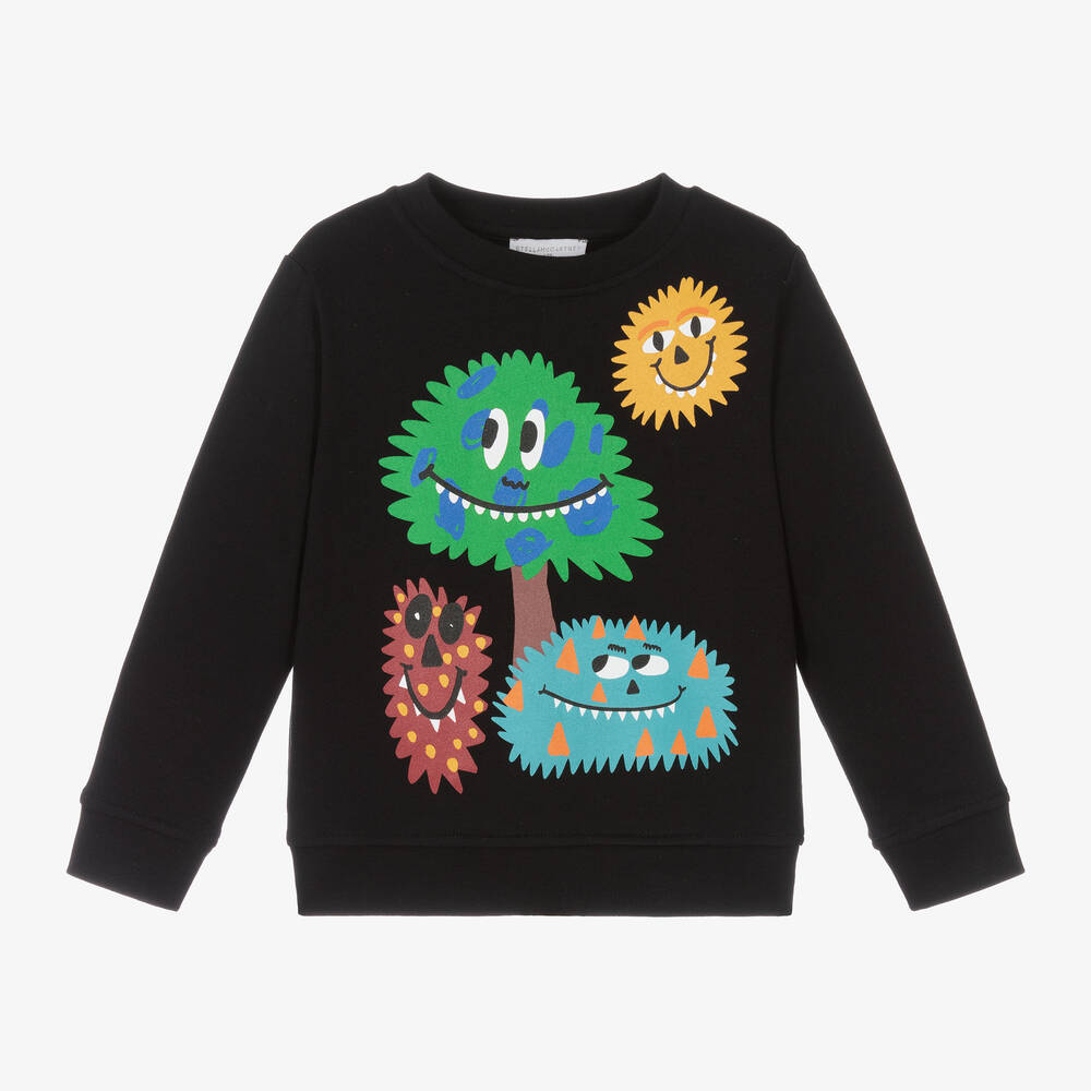 Stella McCartney Kids - Boys Black Cotton Monsters Sweatshirt | Childrensalon