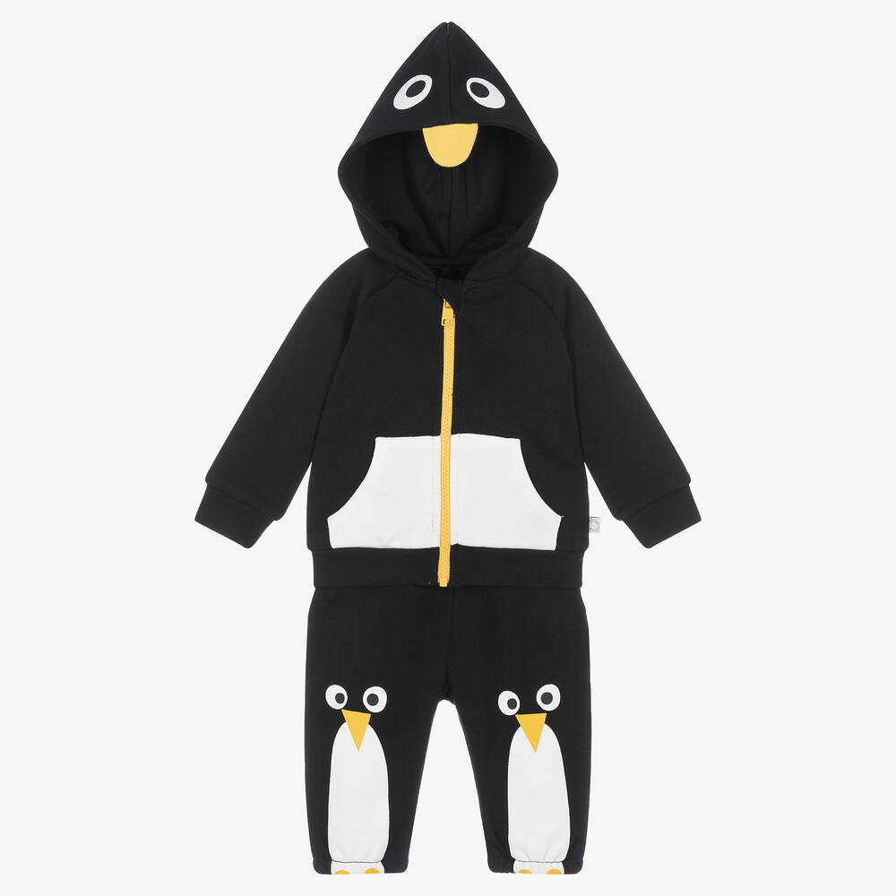 Stella McCartney Kids - Boys Black Cotton Penguin Tracksuit | Childrensalon