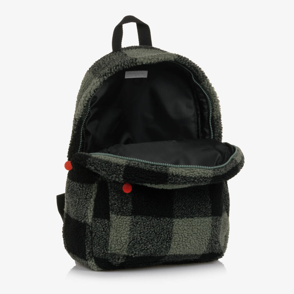 Stella McCartney Kids-Boys Black & Green Check Sherpa Backpack (43cm) | Childrensalon Outlet