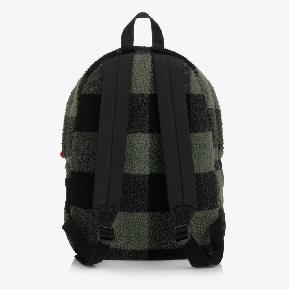 Stella McCartney Kids-Boys Black & Green Check Sherpa Backpack (43cm) | Childrensalon Outlet