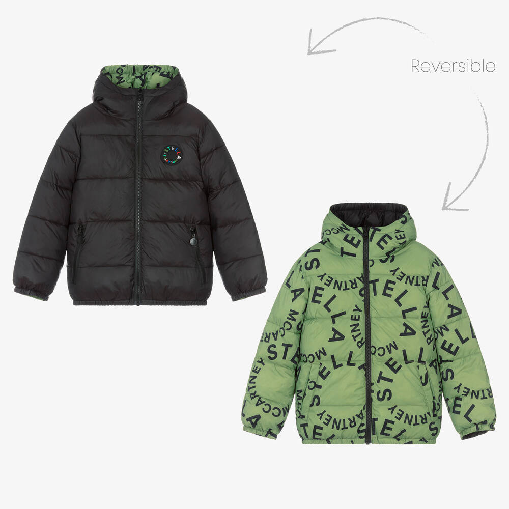 Stella McCartney Kids - Wende-Steppjacke Schwarz/Grün | Childrensalon