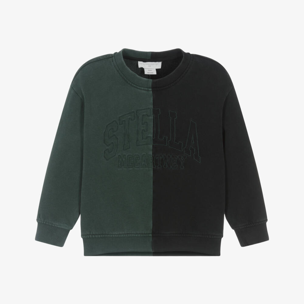 Stella McCartney Kids-Boys Black & Green Two-Tone Cotton Sweatshirt | Childrensalon Outlet