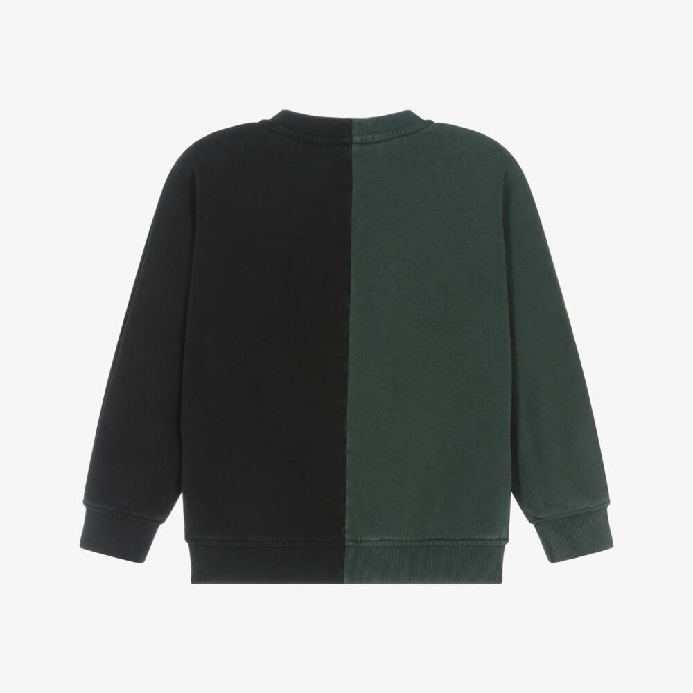 Stella McCartney Kids-Boys Black & Green Two-Tone Cotton Sweatshirt | Childrensalon Outlet