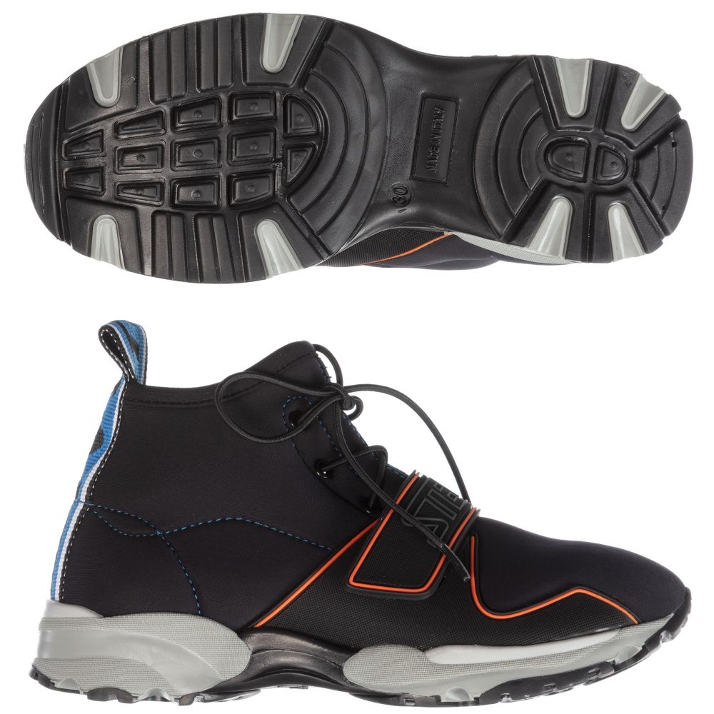 Stella McCartney Kids-ترينرز قماش بكاحل عالي لون أسود للأولاد | Childrensalon Outlet