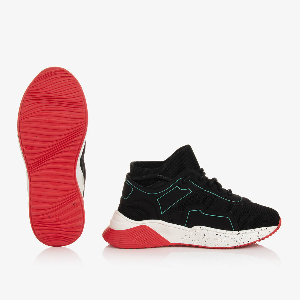 Stella McCartney Kids-Черные кроссовки-носки на шнуровке для мальчиков | Childrensalon Outlet