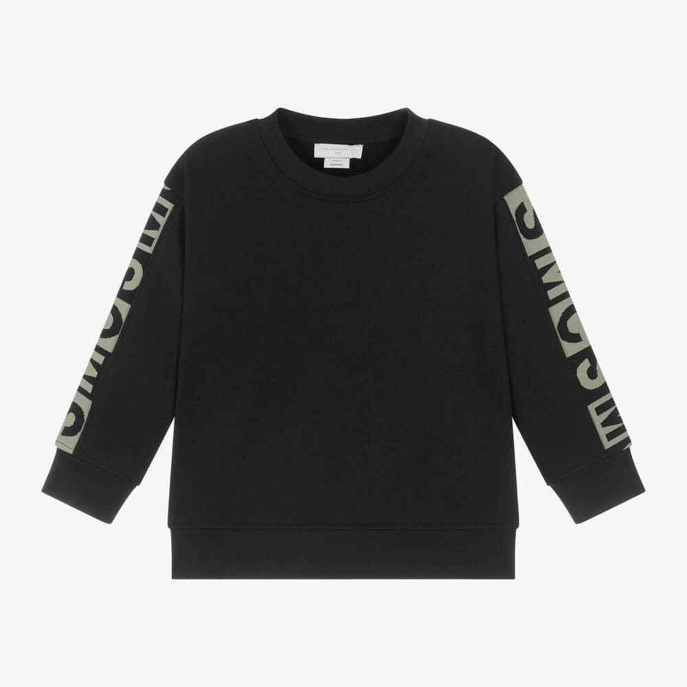 Stella McCartney Kids-سويتشيرت بشعار SMC قطن لون أسود للأولاد | Childrensalon Outlet