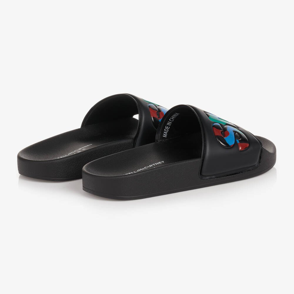 Stella McCartney Kids-شبشب سلايدرز جلد صناعي لون أسود للأولاد | Childrensalon Outlet