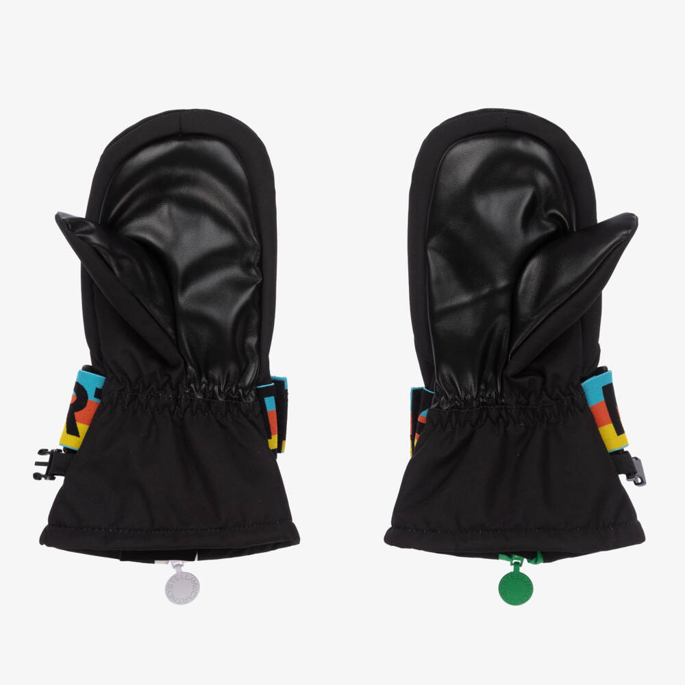 Stella McCartney Kids Ski Wear Capsule-Boys Black Logo Snow Mittens | Childrensalon Outlet