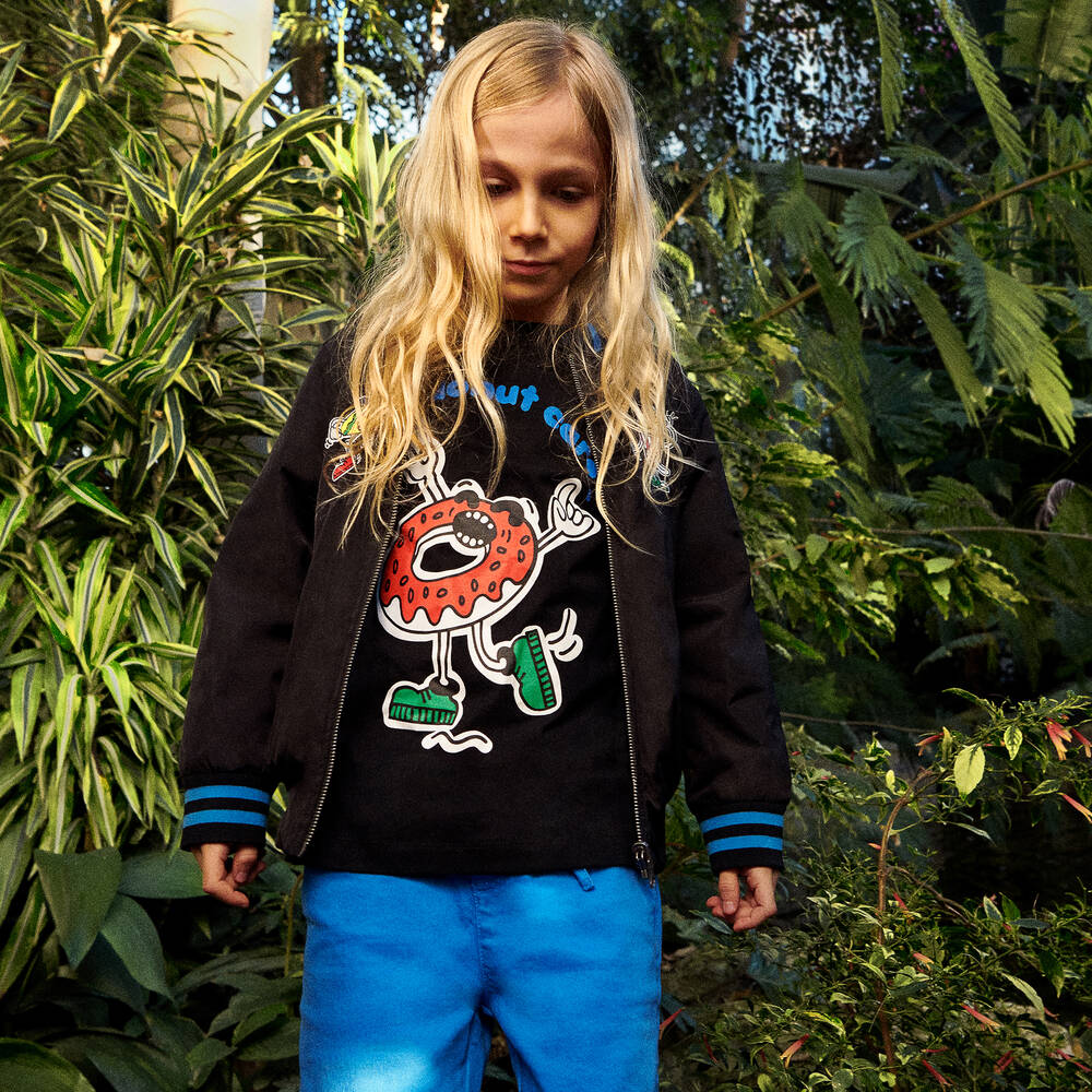 Stella McCartney Kids-Boys Black Organic Cotton Cartoon T-Shirt  | Childrensalon Outlet