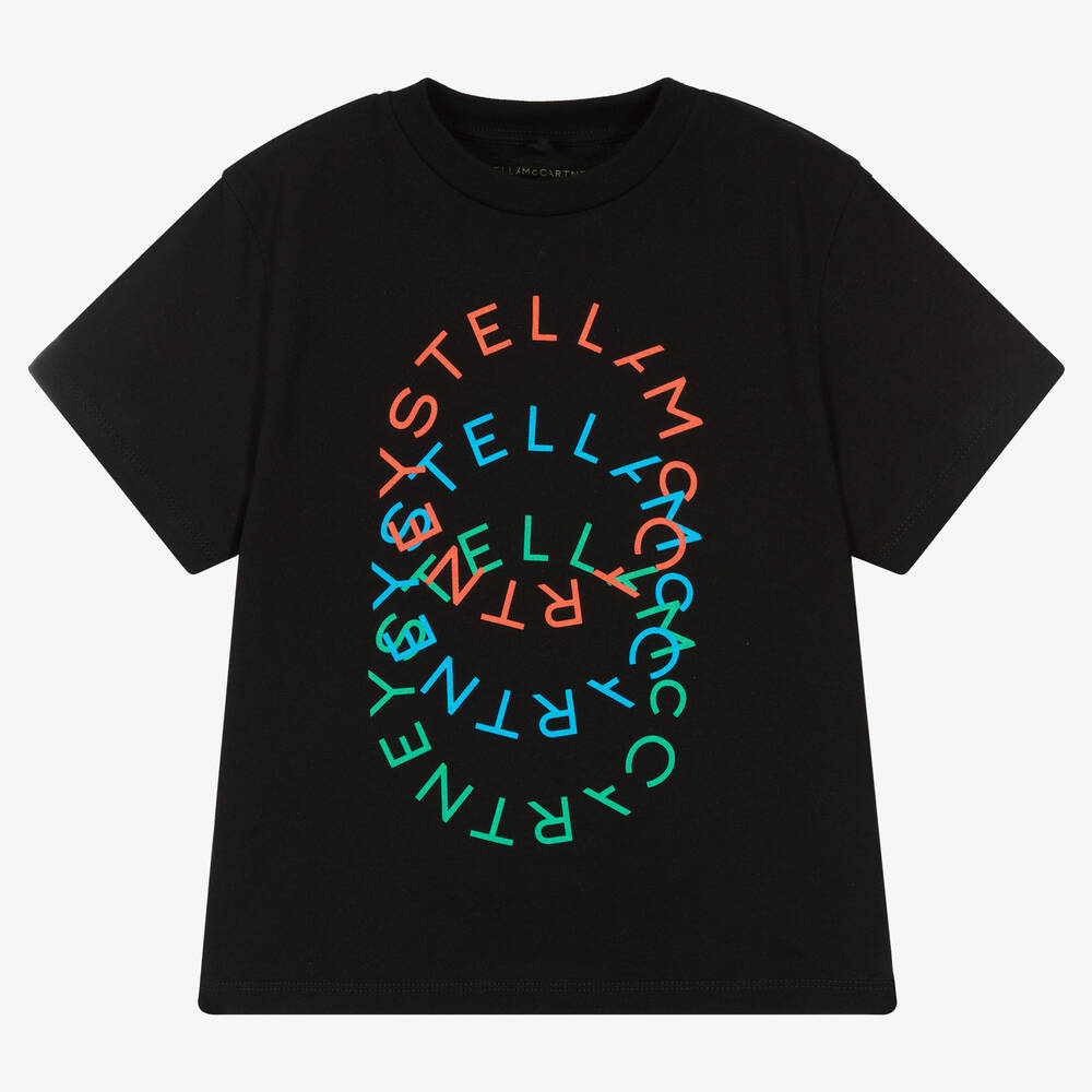 Stella McCartney Kids - Черная футболка из органического хлопка | Childrensalon