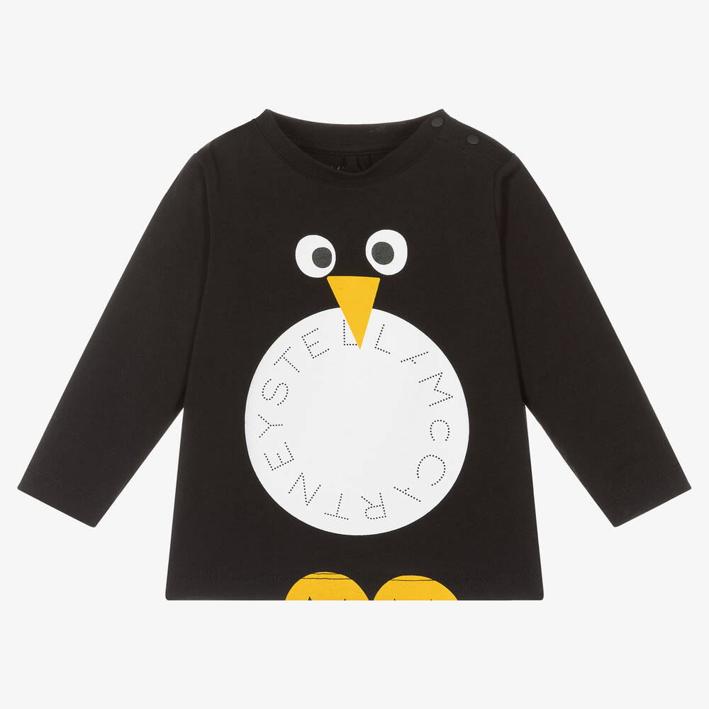 Stella McCartney Kids - Schwarzes Pinguin-Bio-Oberteil | Childrensalon