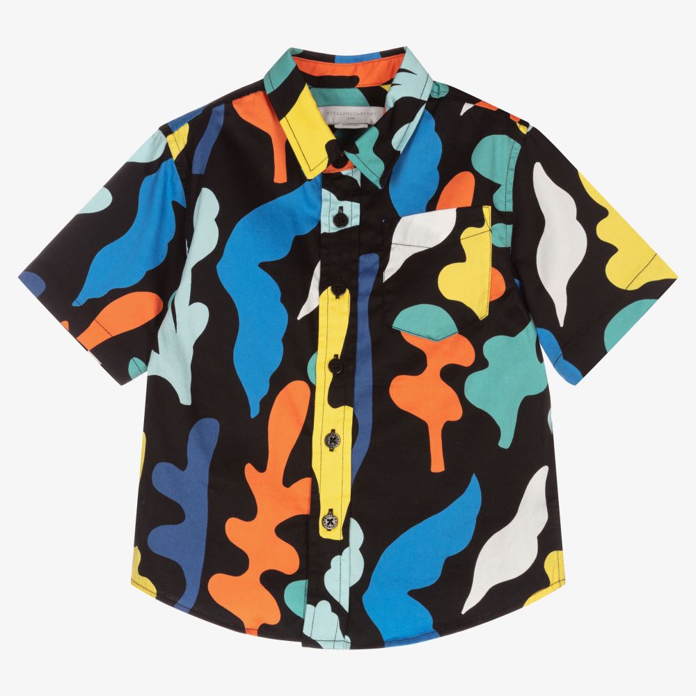 Stella McCartney Kids-Черная рубашка с водорослями для мальчиков | Childrensalon Outlet