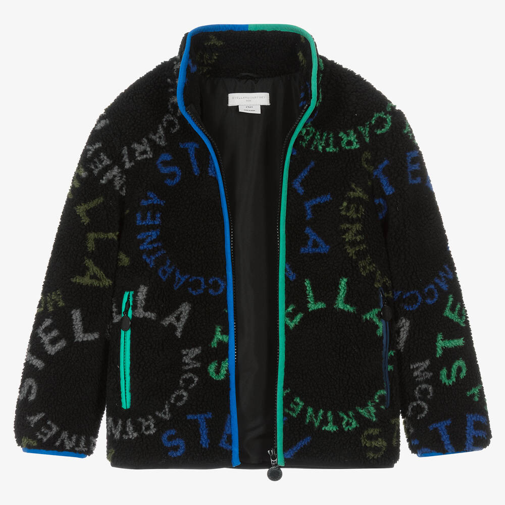 Stella McCartney Kids Boys Black Sherpa Fleece Jacket Childrensalon Outlet