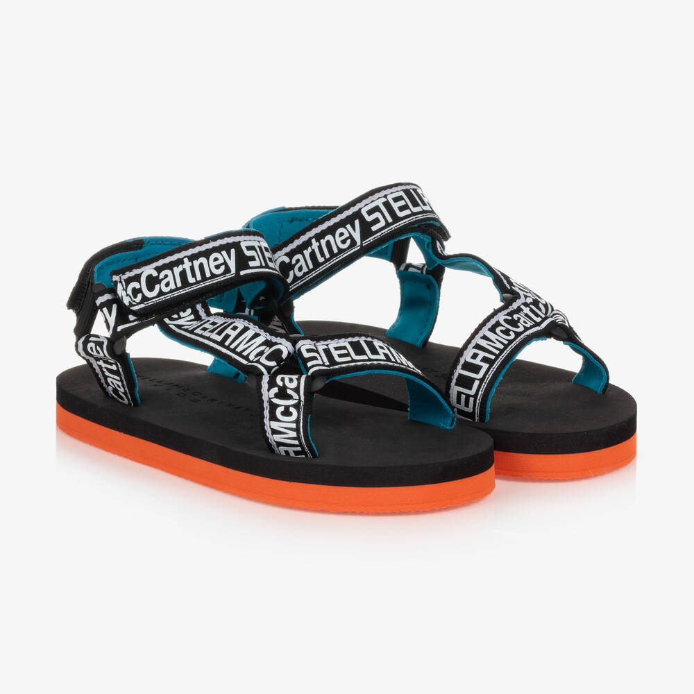 Stella McCartney Kids - Boys Black & White Logo Sandals | Childrensalon