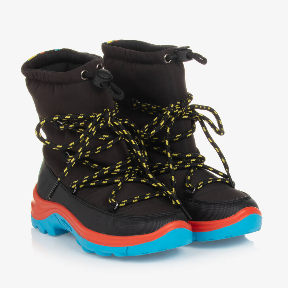 Stella McCartney Kids Ski Wear Capsule-أحذية شتوية سوداء للأولاد مع قبضة قوية | Childrensalon Outlet