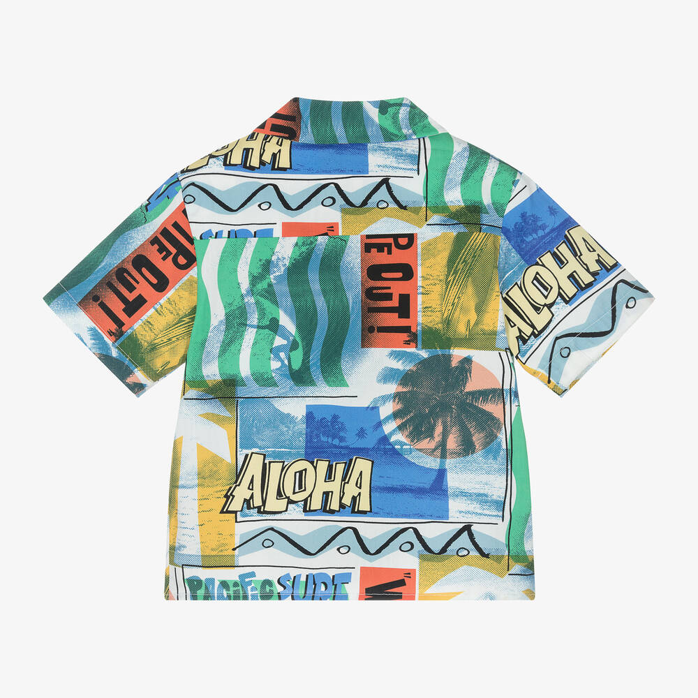 Stella McCartney Kids-Boys Blue Aloha Graphic Cotton Shirt | Childrensalon Outlet