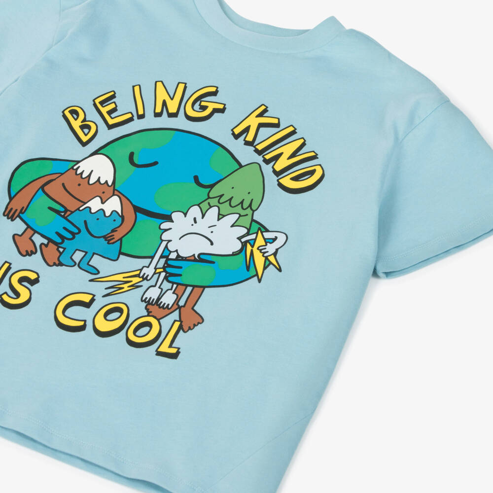 Stella McCartney Kids-Boys Blue Being Kind is Cool Cotton T-Shirt | Childrensalon Outlet