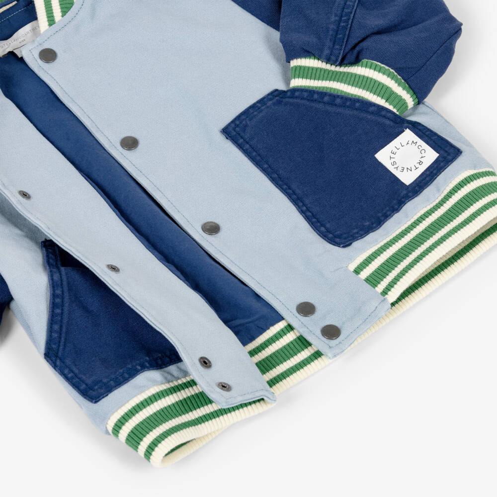 Stella McCartney Kids-Boys Blue Cotton Bomber Jacket | Childrensalon Outlet