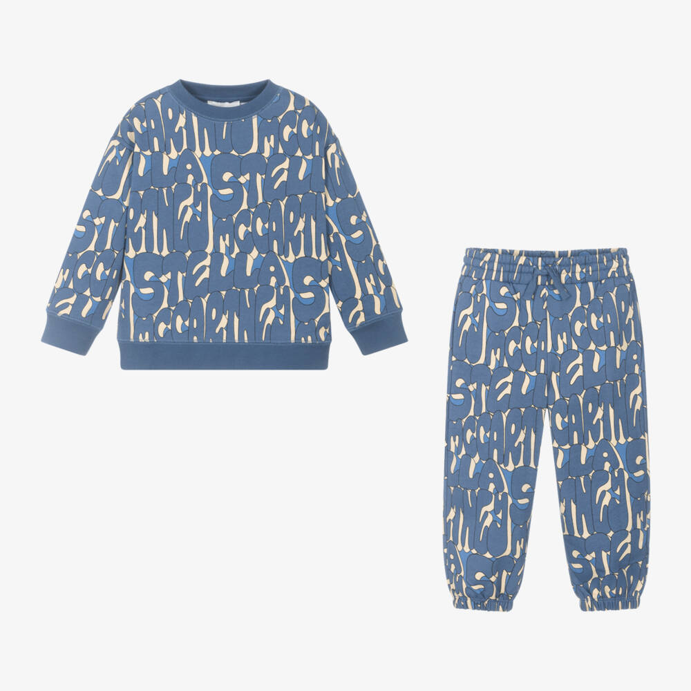 Stella McCartney Kids-Boys Blue Cotton Logo Tracksuit | Childrensalon Outlet