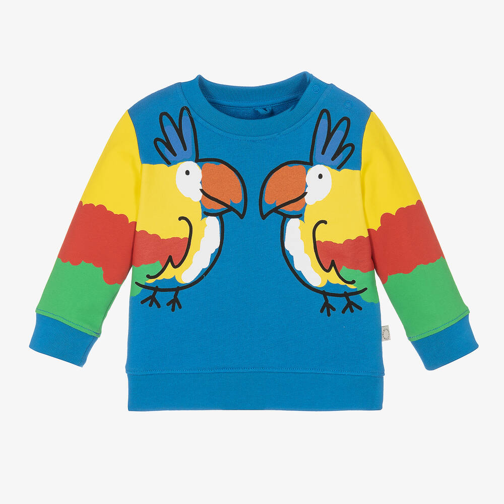 Stella McCartney Kids - Синий хлопковый свитшот с попугаями | Childrensalon