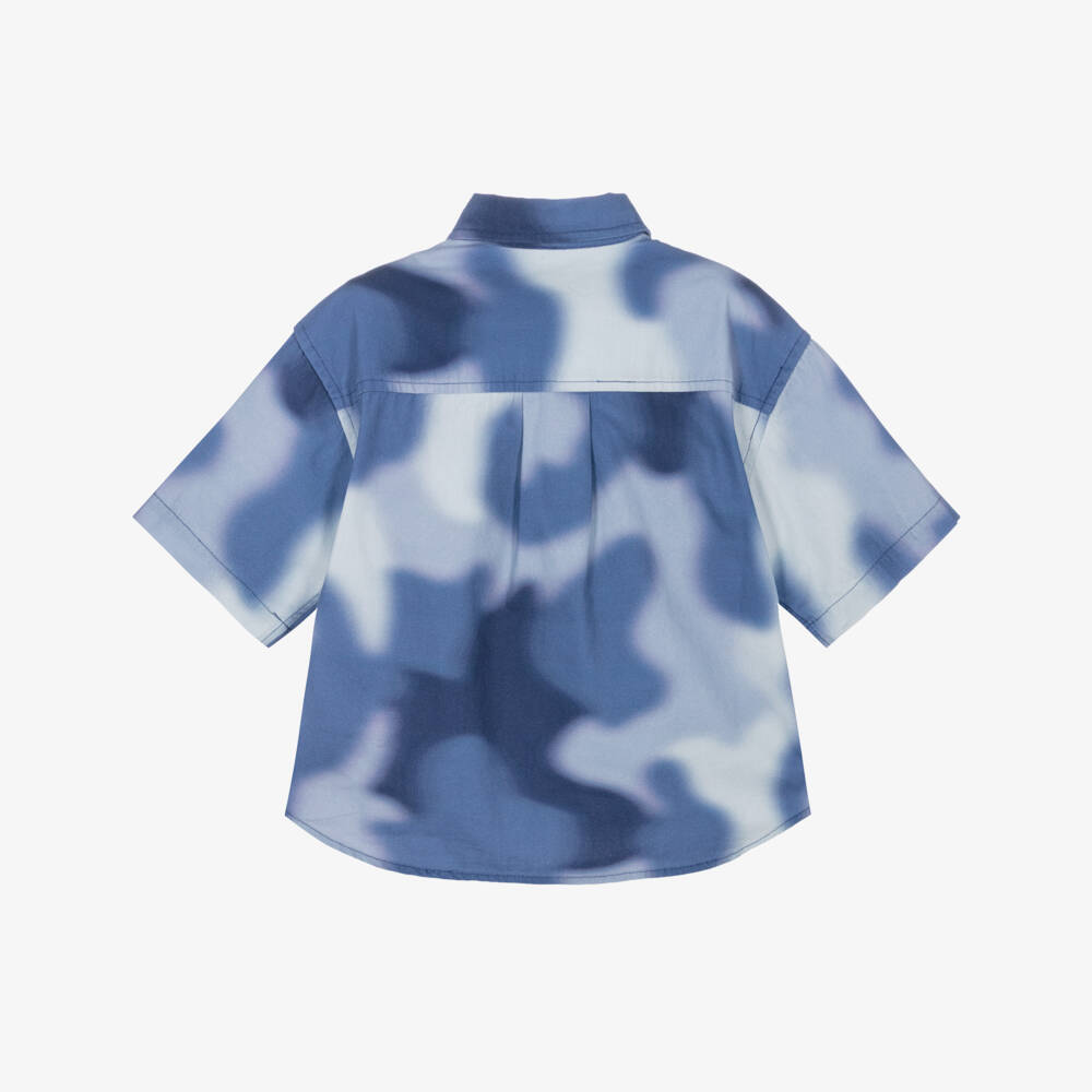 Stella McCartney Kids-Boys Blue Cotton Tie-Dye Effect Shirt | Childrensalon Outlet