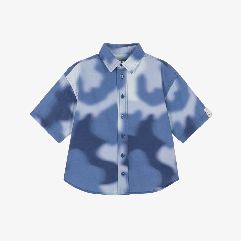 Stella McCartney Kids-Boys Blue Cotton Tie-Dye Effect Shirt | Childrensalon Outlet