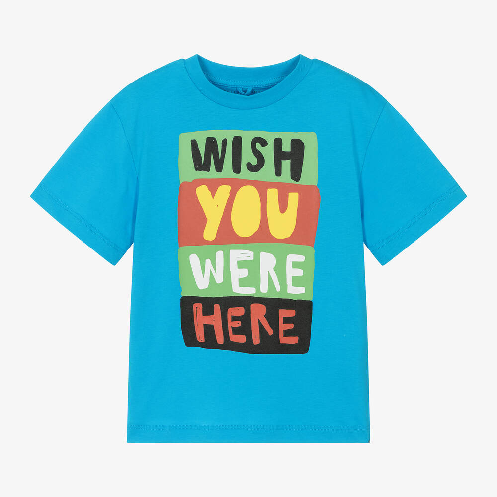 Stella McCartney Kids-Голубая хлопковая футболка для мальчиков | Childrensalon Outlet