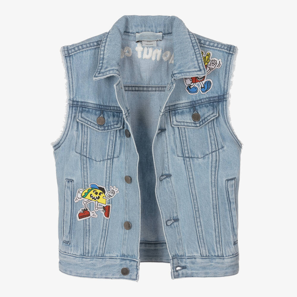 Stella McCartney Kids-جيليه قطن عضوي دنيم لون أزرق فاتح للأولاد | Childrensalon Outlet