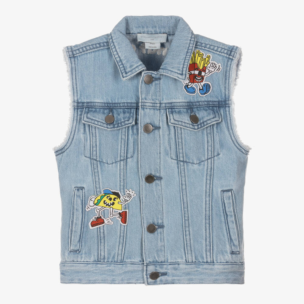 Stella McCartney Kids-Boys Blue Denim Patch Gilet | Childrensalon Outlet