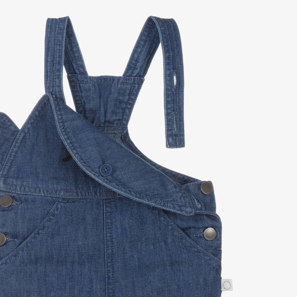 Stella McCartney Kids-Boys Blue Denim Whale Dungaree Shorts | Childrensalon Outlet