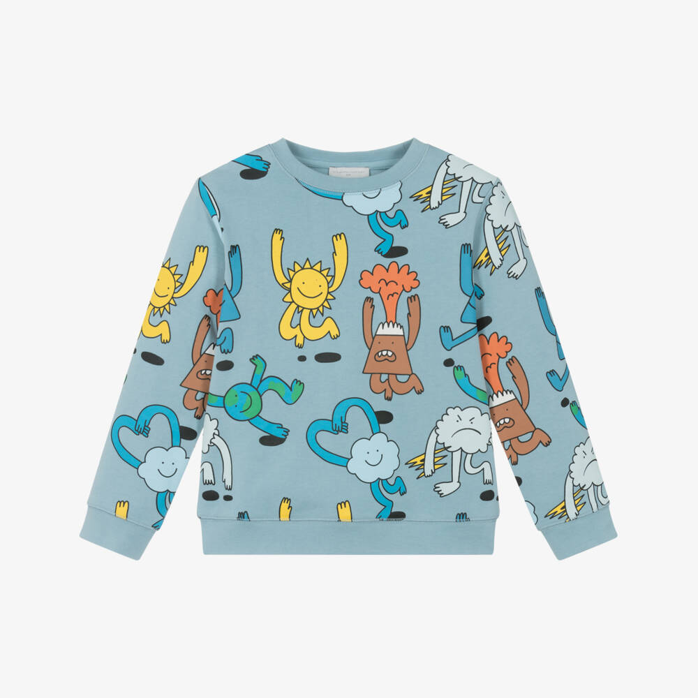 Stella McCartney Kids-Boys Blue Earth & Friends Patterned Sweatshirt | Childrensalon Outlet