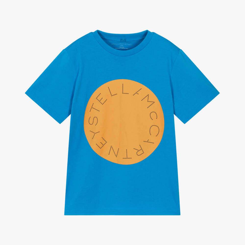 Stella McCartney Kids-Boys Blue Emblem Cotton Tee | Childrensalon Outlet