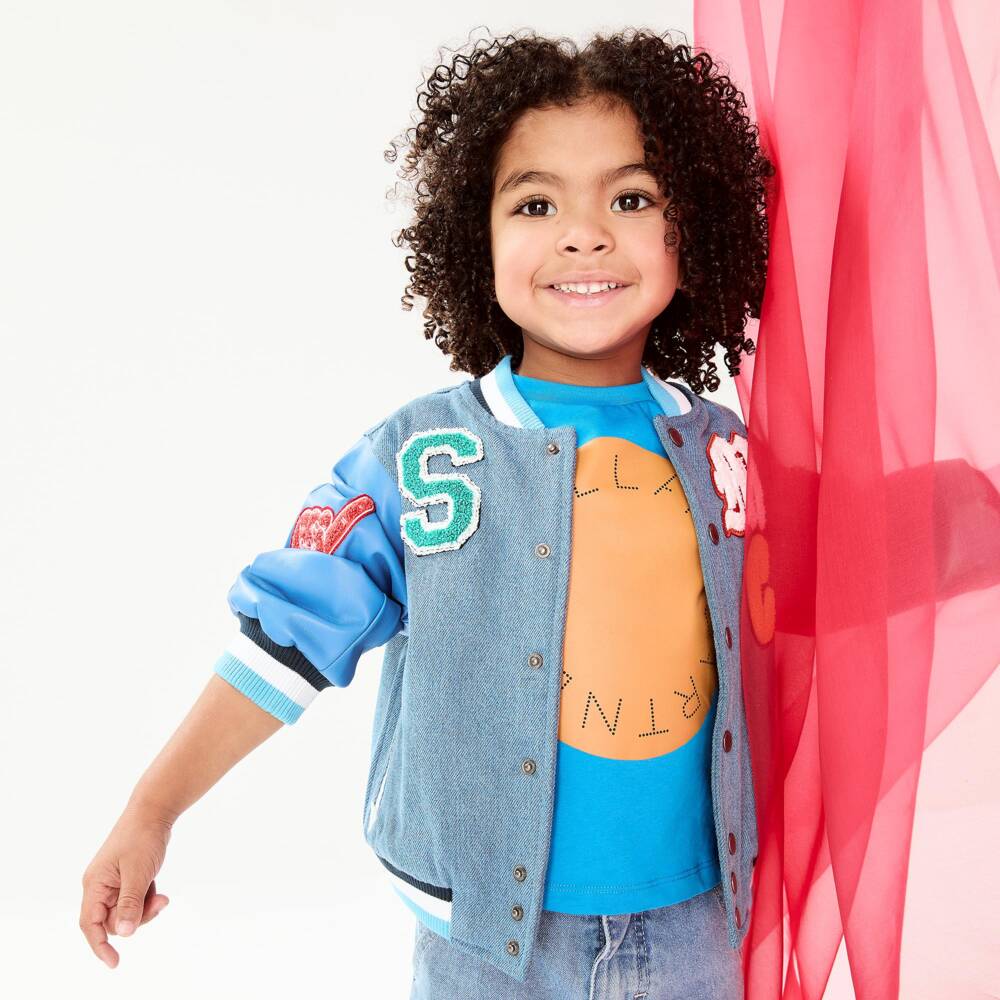 Stella McCartney Kids-Boys Blue Emblem Cotton Tee | Childrensalon Outlet