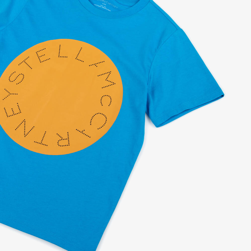 Stella McCartney Kids-Boys Blue Emblem Cotton Tee | Childrensalon Outlet