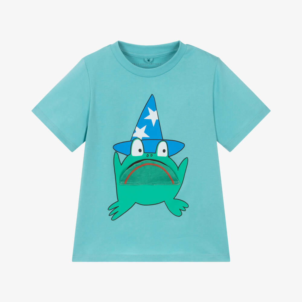 Stella McCartney Kids-Футболка из хлопка с лягушкой синяя для мальчиков | Childrensalon Outlet