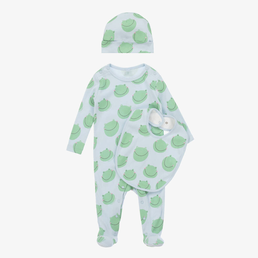 Stella McCartney Kids-Boys Blue Frog-Patterned Cotton Layette | Childrensalon Outlet