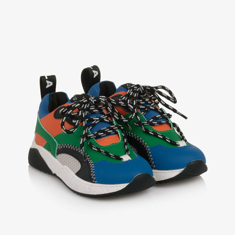 Stella McCartney Kids-Boys Blue & Green Colourblock Lace-Up Trainers | Childrensalon Outlet