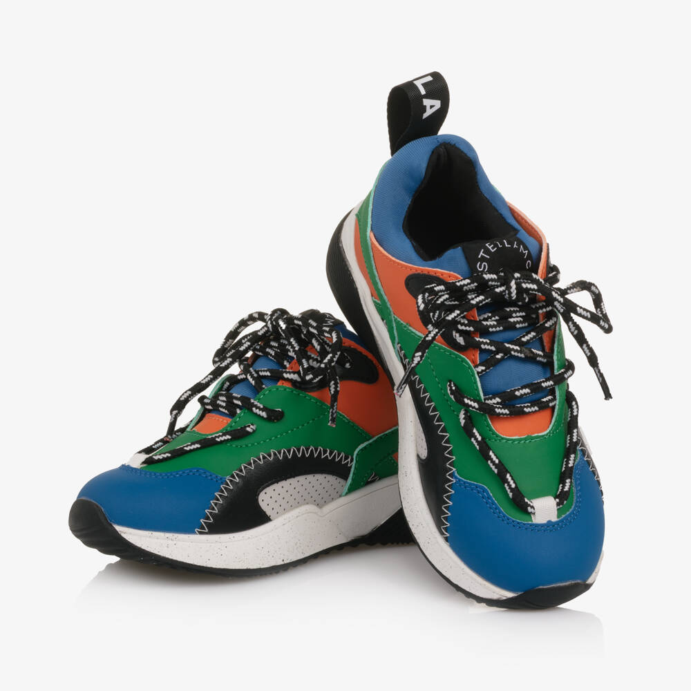 Stella McCartney Kids-Boys Blue & Green Colourblock Lace-Up Trainers | Childrensalon Outlet